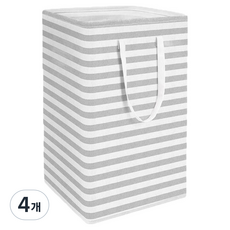日常亮點 條紋布藝收納整理箱, 4個, 灰色