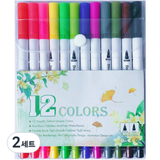 The Jonet 彩色軟頭筆組 白色款 12色, 2套, 混合色