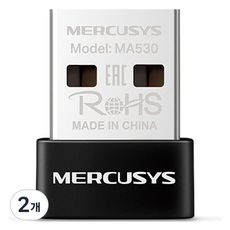 머큐시스 블루투스 5.4 나노 USB 어댑터, 블랙, 2개, MA530