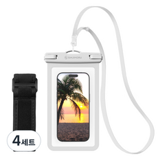 신지모루 IPX8 4중잠금 슬림 포켓 스마트폰 방수팩 + 넥스트랩 + 암밴드, 화이트, 4세트