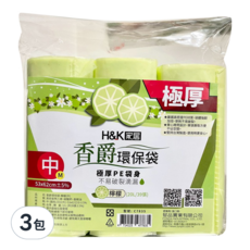 H&K 家居 香爵環保袋 中 檸檬香, 20L, 3包