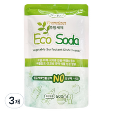 Eco Soda 植物性廚房洗潔精補充包, 3個, 500ml