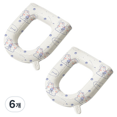 Block Mart 浴室用附提把EVA四季馬桶坐墊, 兔子LOVE, 6個