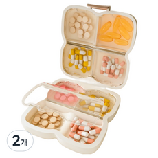 Richisalbong 多功能美觀便攜式藥盒 白色 8 x 7.6 x 3.2 cm, 2個