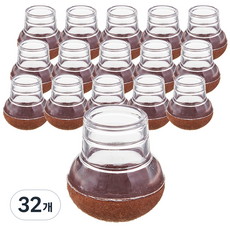 코멧 미끄럼방지 투명의자 발커버, 브라운, 32개