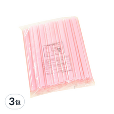 One Pojang 粉色愛心吸管 (直徑12*210mm), 50支/包, 3包