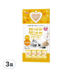 MIAWMIAW 妙喵肉泥 6號 4入裝, 雞肉, 60g, 3袋
