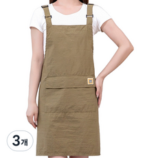 데이소이 표정 단색 주방 앞치마 ONE SIZE, 06 단색 카키, 3개