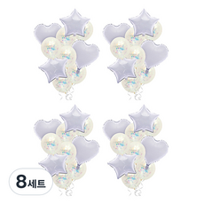 블럭마트 돌잔치 하트 별풍선 파티풍선 생일풍선 세트, TYPE6, 8세트