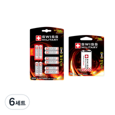 스위스밀리터리 알카라인 AAA 건전지 10p + 9V 건전지 세트, 6세트