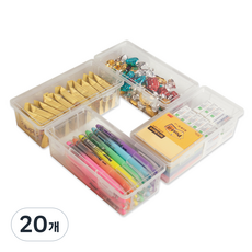 일로라 투명 플라스틱 사각 필통 하드케이스, 20개