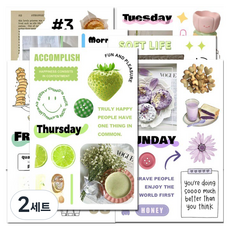 裝扮手帳貼紙一週記錄組, 2套, 混合顏色