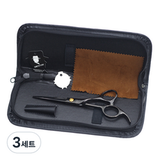 스미스츄 프리미엄 블랙 컷팅가위 + 파우치 세트 양모가죽 랜덤발송, 혼합색상, 3세트