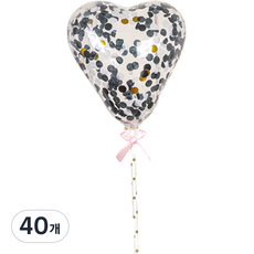 하이어리 파티용 투명 컨페티 풍선 하트, 블랙, 40개