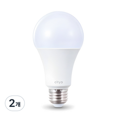 씨티오 LED 화이트 전구 15W, 주광색, 2개
