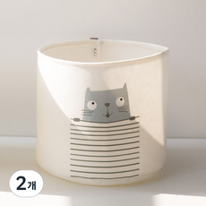 月光市集 布料絎縫收納籃, 貓咪, 2個