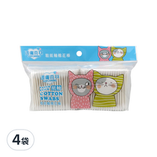 適膚克林 400支 高韌性紙軸棉棒, 4袋