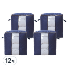 앞날창창 부직포 접이식 의류 이불 정리 보관 리빙 수납 박스, 네이비, 12개