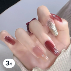 BARNA 長款芭蕾美甲貼片, 3個, N-173 勃根地秋季亮片