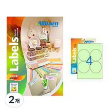 [올바른] 칼라라벨 연두 레이저 잉크젯공용 원형, 4칸, 100개
