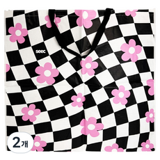 시크 타포린 쇼퍼백, 플라워 체스보드, 2개