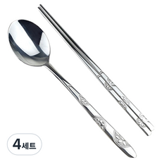 Kitchen Neo 兒童用韓國製304ST餐具組, 單一顏色, 湯匙 + 筷子, 4套
