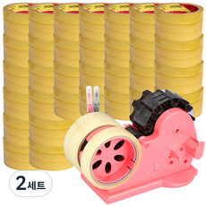 OKONG 辦公用透明OPP膠帶 12mm x 20m 96p + 水車造型切割器, 隨機出貨, 2套