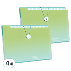 델리리움 예쁜 색감 대용량 아코디언 서류 A4 파일 케이스 5단 32 x 25 cm, 4개, 그라데이션 그린