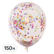 컨페티풍선 30cm, 육각 레인보우, 150개
