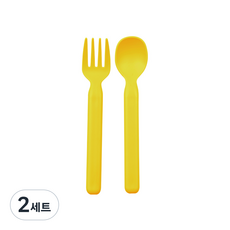 NIneware Mono 湯匙 + 叉子組, 粉黃色, 湯匙 + 叉子