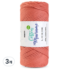 니뜨 뉴 코튼 마크라메 뜨개실 150g, 3개, 14인디코랄