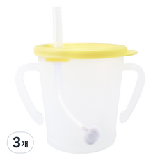 아가프라 유아용 매직 추빨대컵, 300ml, 3개, 옐로우