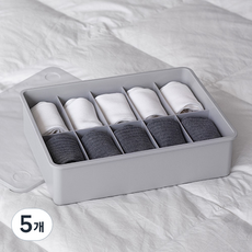 이즈리빙 칸칸칸 속옷 정리함, 그레이 + 반투명뚜껑, 5개