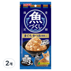 이나바 고양이 생선 가득 파우치 TCR-176, 혼합맛(참치/가다랑어/가리비관자), 180g, 2개