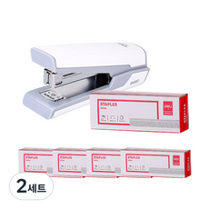 deLi 得力 Easy 金屬釘書機 相容33號釘 + 釘書針 1000p x 5個組合 E0462, 隨機出貨(釘書機), 單一顏色(釘書針), 2套