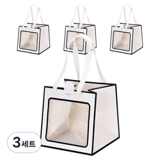 인디케이 투명창 선물쇼핑백 중 4p + 스티커 4p 세트, 화이트, 3세트