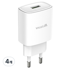 밸류엠 USB-A 18W 충전기, 화이트, 4개