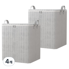 메이크마인 깔끔패턴 대용량 이불 의류 패브릭 정리함, 그레이, 4개