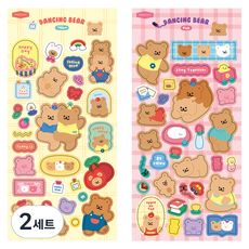 PINKFOOT 跳舞熊貼紙2款套組, 黃色, 粉紅色, 2套