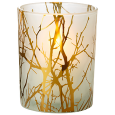 Philippi 磨砂玻璃燭台 10cm, 金枝