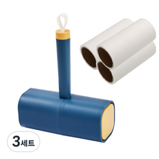 J.FOUR 方形外殼除塵滾筒黏把 藍色 + 補充包 3入, 3套