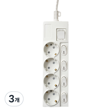 보에담 개별통합형 멀티탭 4구, 화이트, 3개, 1.5m