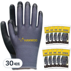 HANWOO NBR塗層多功能國民手套, 灰色, 30套