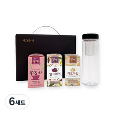 차다 한국인이 사랑하는 차 모음 세트, 우엉차 8p + 얼그레이 8p + 캐모마일 8p + 에코보틀 블랙, 6세트