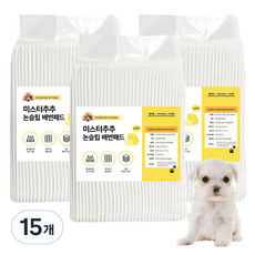 미스터추추 강아지 논슬립 배변패드 레몬향 15g, 100개입, 15개