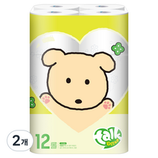 Mirae Well life TOKTISUE Kkamja 3層衛生紙, 30m, 12捲, 2個