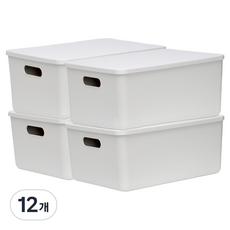 데일리블룸 펜트리 수납 리빙박스 손잡이형 2호, 그레이, 12개