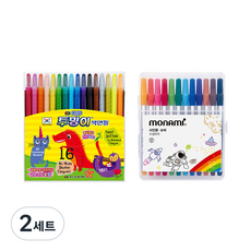 地球化學 透明彩色鉛筆 16色 + Monami 超級簽字筆 12色, 混合色, 2套