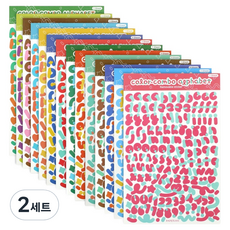 페이퍼리안 컬러콤보 알파벳 숫자 스티커 14종 세트, 혼합색상, 2세트
