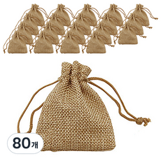 Donna&deco 彩色麻料束口袋 小, 自然棕色, 80個